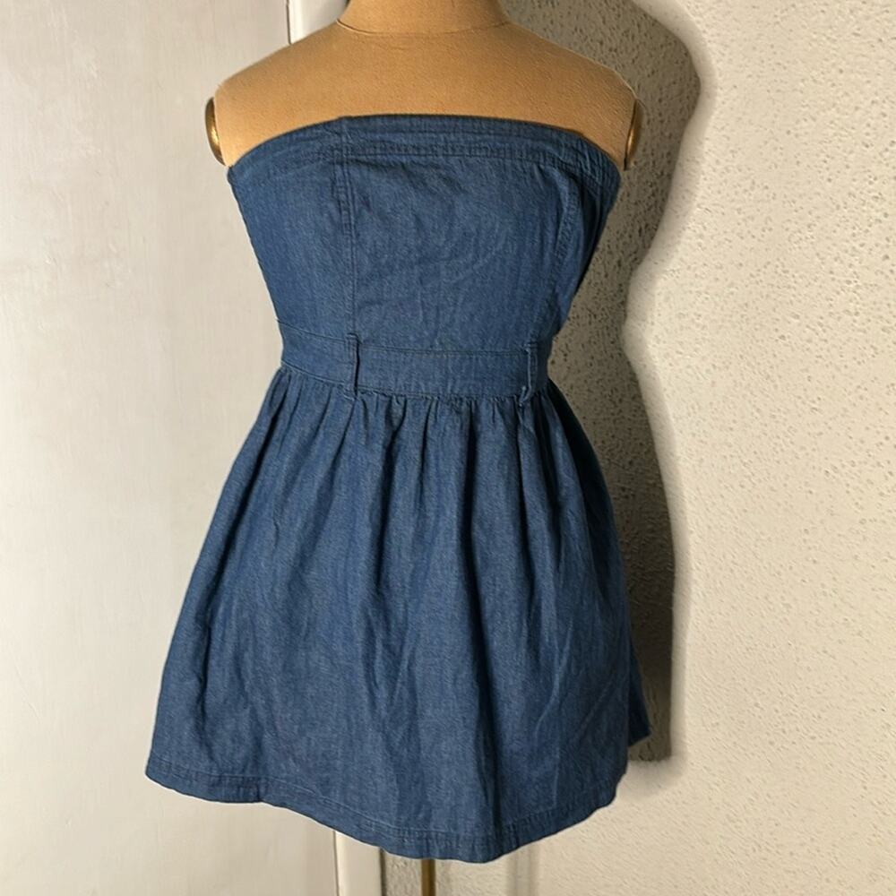 I Love H81 Blue Denim Keyhole Back Jean Dress/Top S Preppy Casual Boho Classic